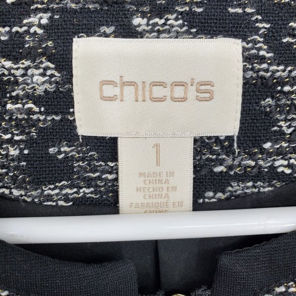 Chico's Multicolor Zip Up Pieced Jacquard Jacket Size 1 / Medium - Picture 3 of 8